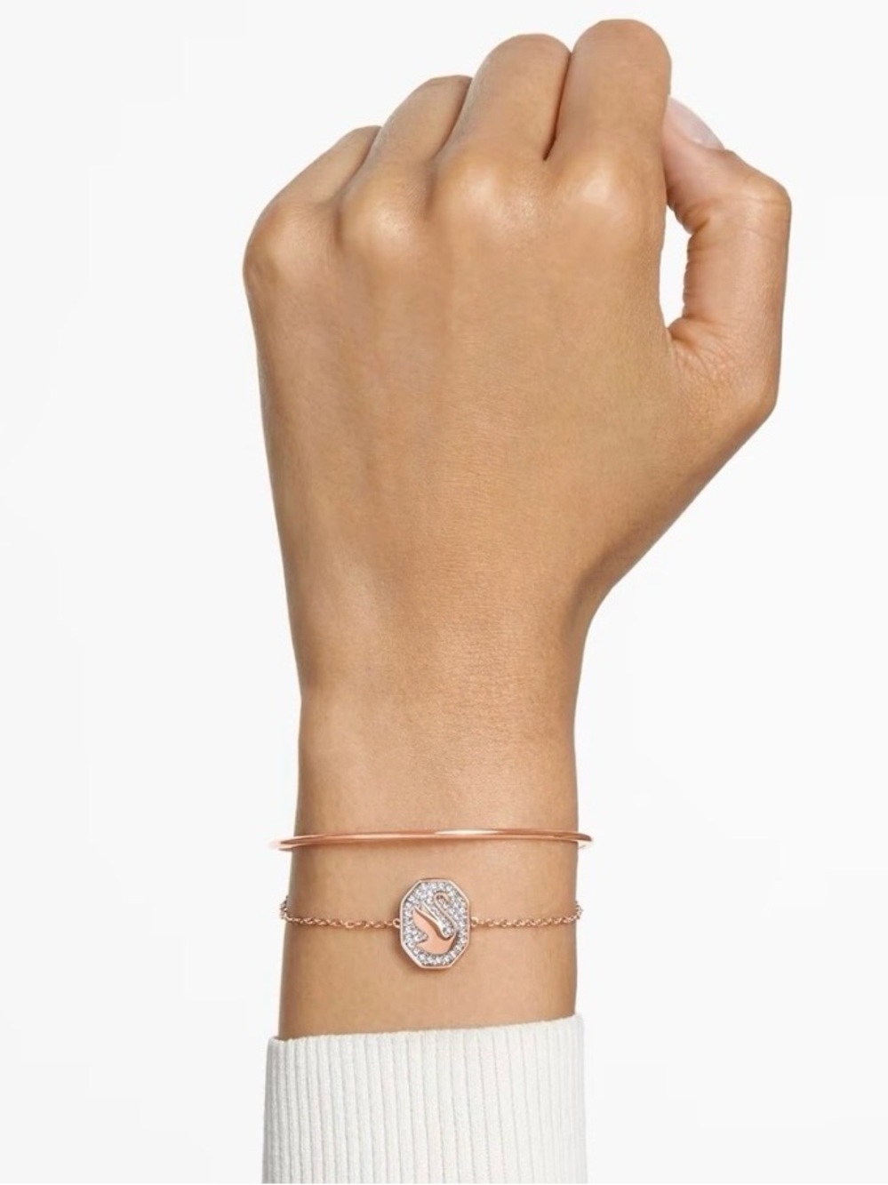 Swarovski Rose Gold Swan Crystal Halo Bracelet